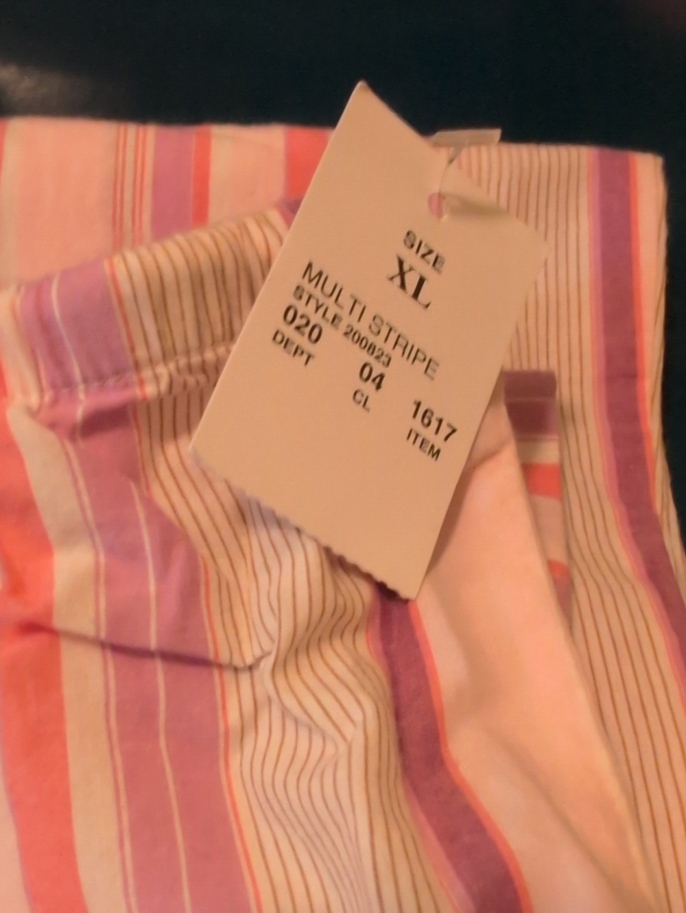 Gilligan & O'Malley Pink, Purple & Cream Striped Women's Pajama Set - Picture 4 of 6